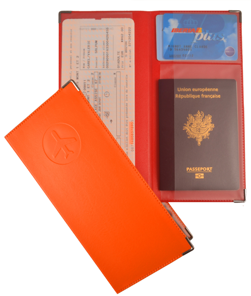 Pochette pour passeport, organisateur de voyage en suédine