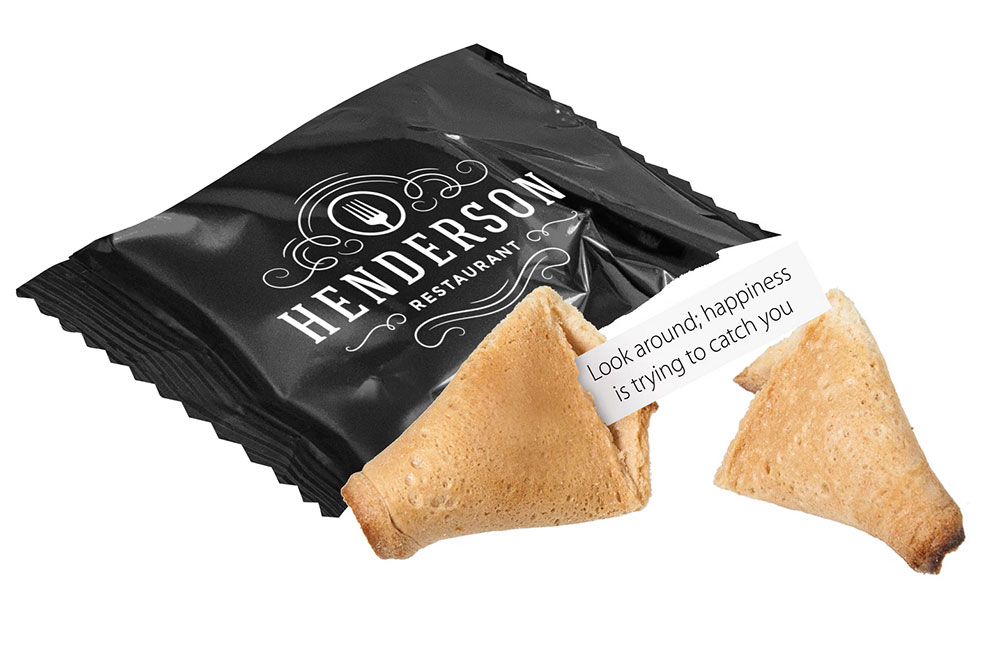 Fortune cookies personnalisé biscuit chinois personnalisable Friandise publicitaire